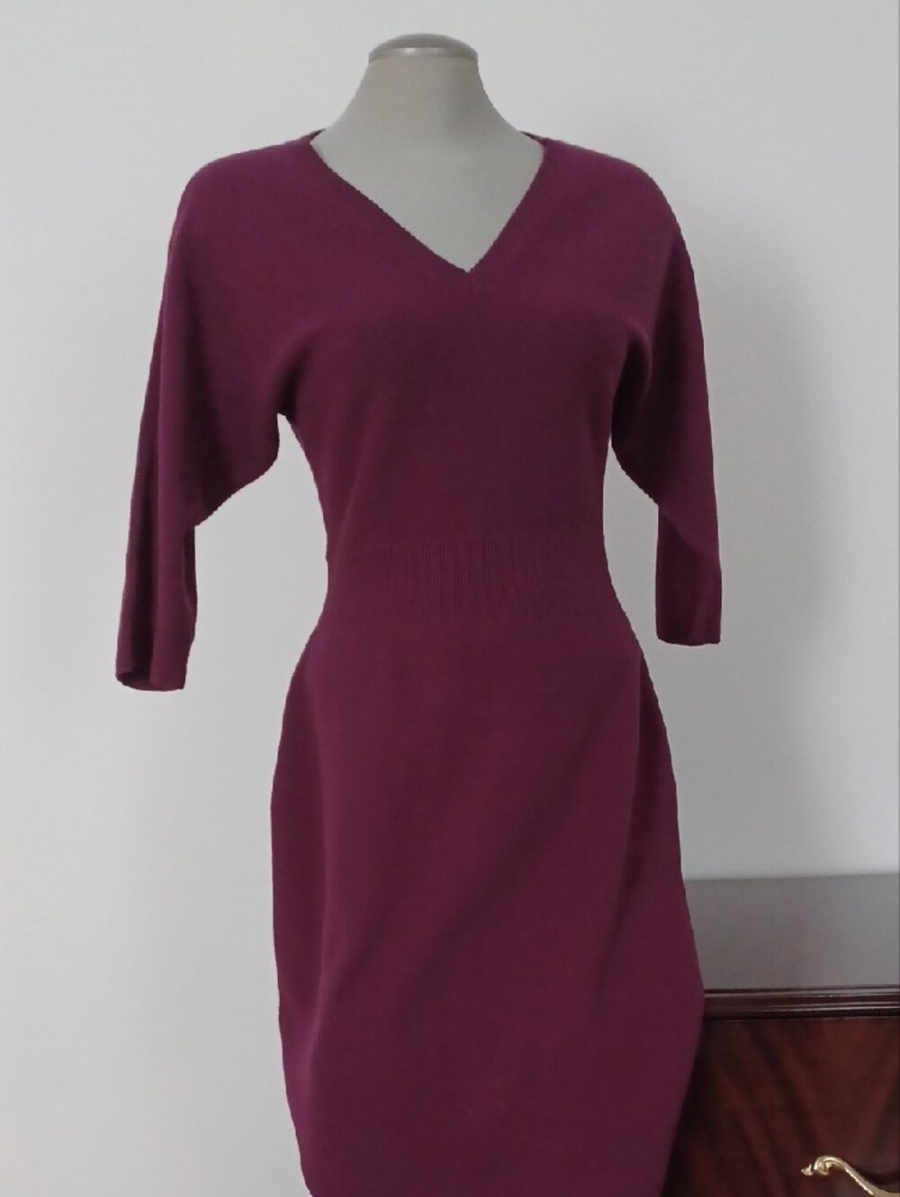 Ann Taylor Plum V-Neck Midi Dress